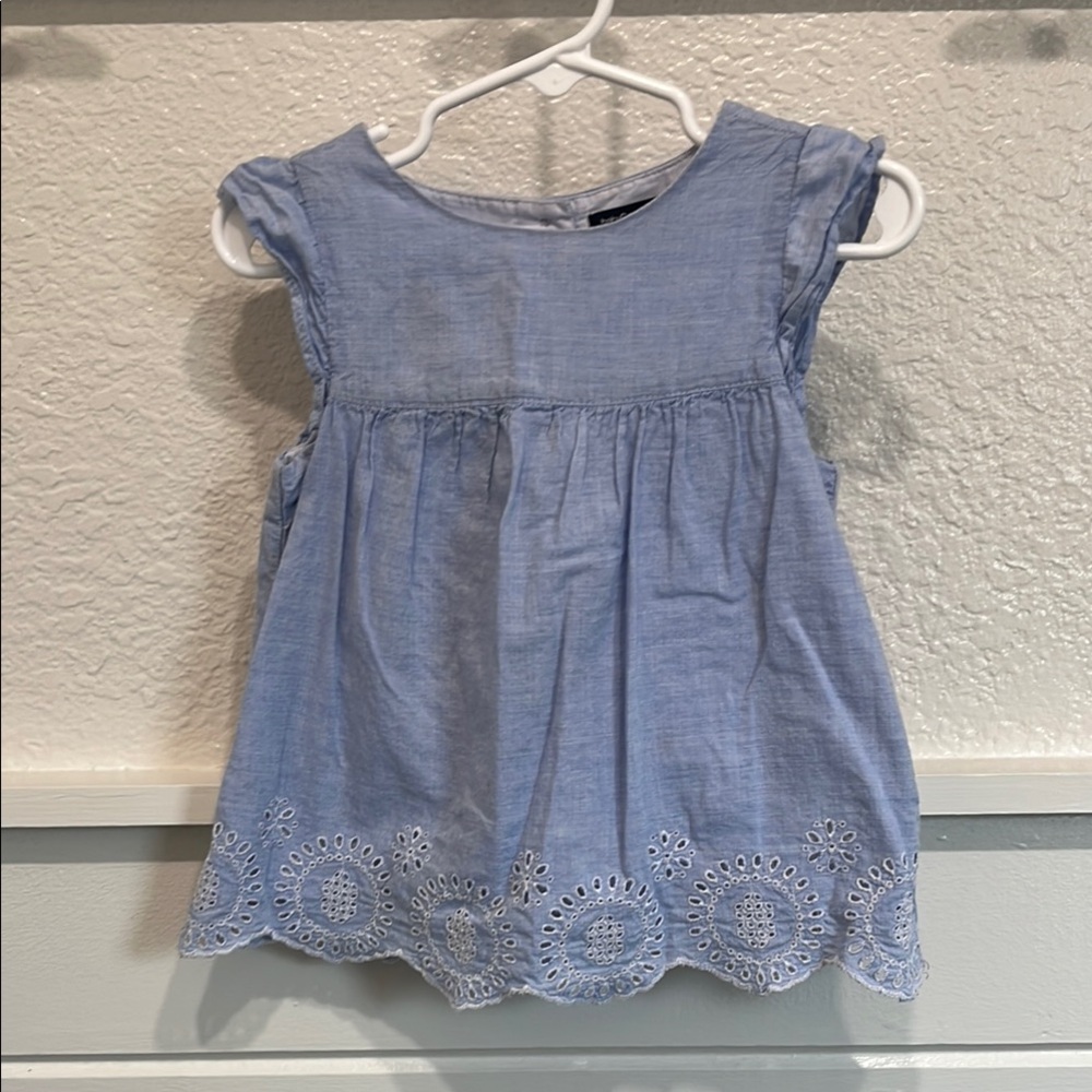 Baby Gap Blue Eyelet Trim chambray top